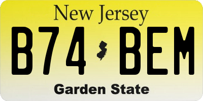 NJ license plate B74BEM