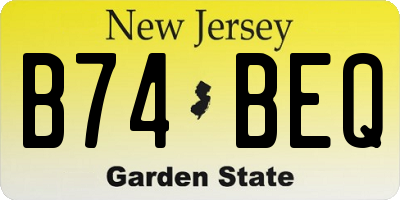 NJ license plate B74BEQ