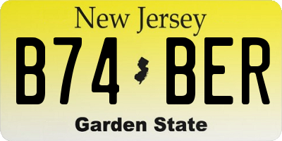 NJ license plate B74BER