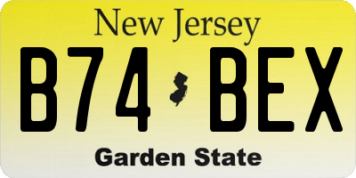 NJ license plate B74BEX