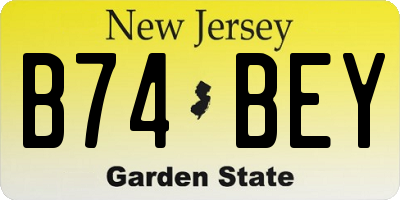 NJ license plate B74BEY