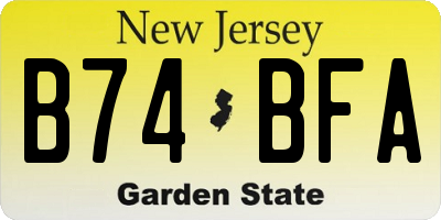 NJ license plate B74BFA
