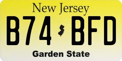 NJ license plate B74BFD