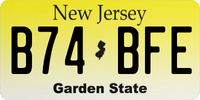 NJ license plate B74BFE