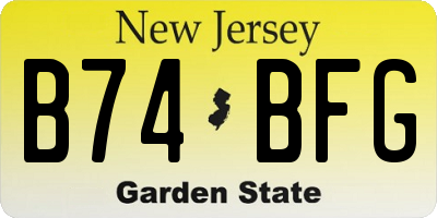 NJ license plate B74BFG