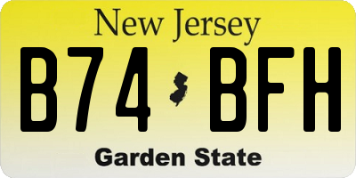 NJ license plate B74BFH