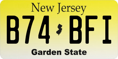 NJ license plate B74BFI