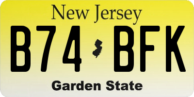 NJ license plate B74BFK