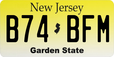 NJ license plate B74BFM