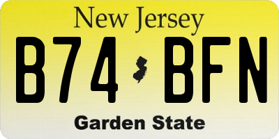NJ license plate B74BFN