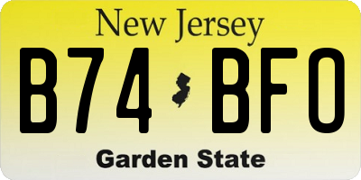 NJ license plate B74BFO