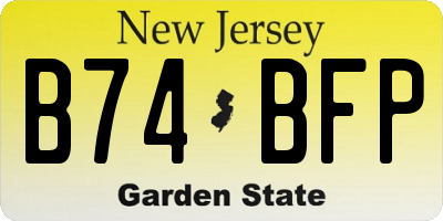 NJ license plate B74BFP