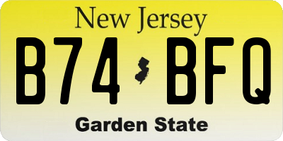 NJ license plate B74BFQ