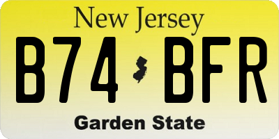 NJ license plate B74BFR
