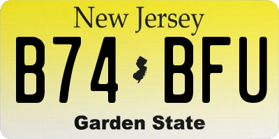 NJ license plate B74BFU