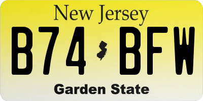 NJ license plate B74BFW