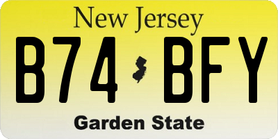 NJ license plate B74BFY