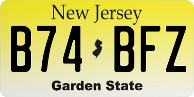 NJ license plate B74BFZ