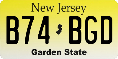 NJ license plate B74BGD