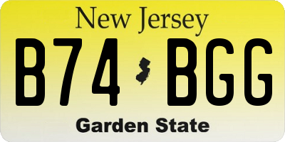 NJ license plate B74BGG