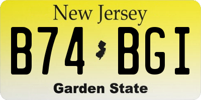 NJ license plate B74BGI