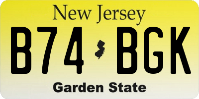 NJ license plate B74BGK