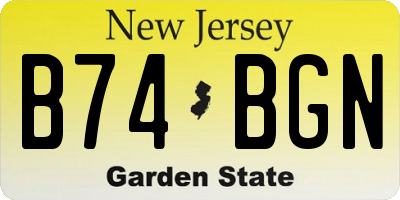 NJ license plate B74BGN