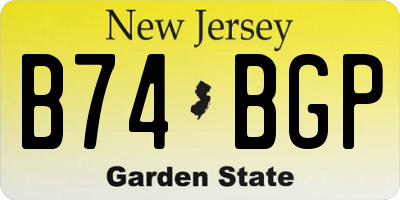 NJ license plate B74BGP