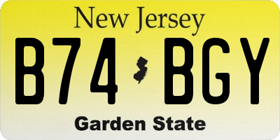 NJ license plate B74BGY
