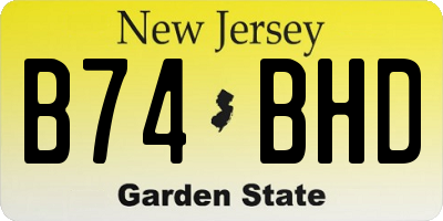 NJ license plate B74BHD