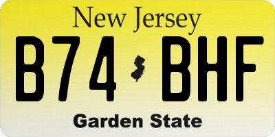 NJ license plate B74BHF