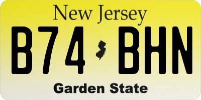 NJ license plate B74BHN