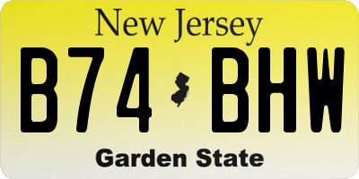 NJ license plate B74BHW