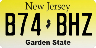 NJ license plate B74BHZ