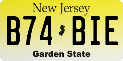 NJ license plate B74BIE