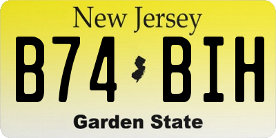 NJ license plate B74BIH