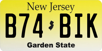 NJ license plate B74BIK