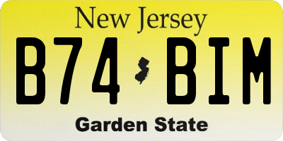NJ license plate B74BIM