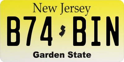 NJ license plate B74BIN
