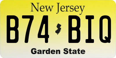 NJ license plate B74BIQ