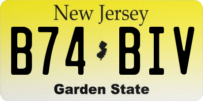 NJ license plate B74BIV
