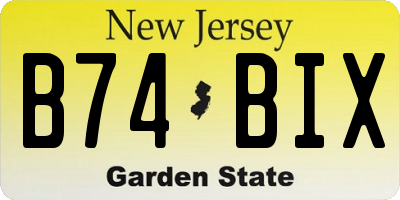 NJ license plate B74BIX