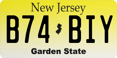 NJ license plate B74BIY