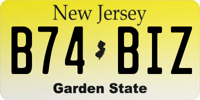 NJ license plate B74BIZ