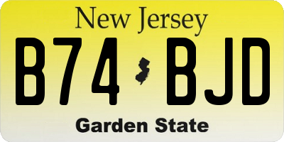 NJ license plate B74BJD