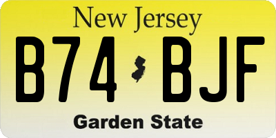 NJ license plate B74BJF