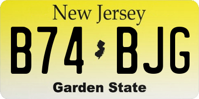 NJ license plate B74BJG