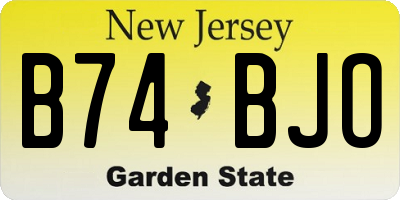 NJ license plate B74BJO