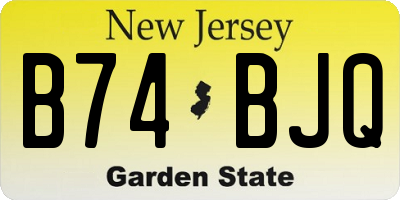 NJ license plate B74BJQ