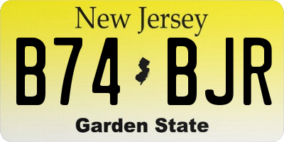 NJ license plate B74BJR